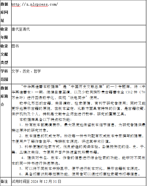 关于开通《中国历史文献总库》的6个分库的试用通知 第 4 张